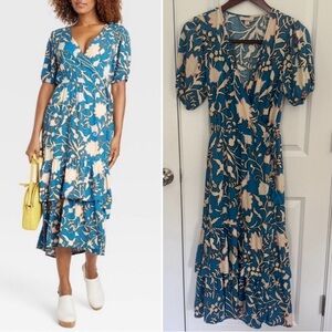 Knox Rose Floral Ruffle Wrap Midi Dress